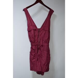 Free People Movement Burgundy Utility Romper Zip Front Sleeveless Size Medium